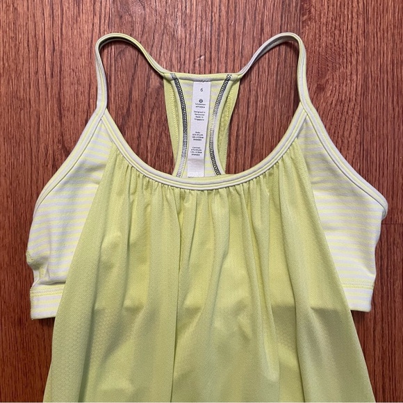 Lululemon No Limits Tank Slope Stripe Polar Cream Clarity Yellow top size 6 - Picture 2 of 14